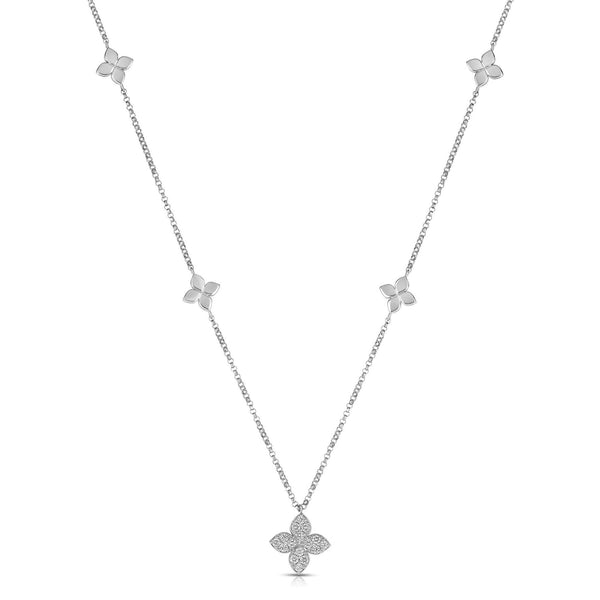 Love by the Inch Diamond & Polished Flower Station Necklace