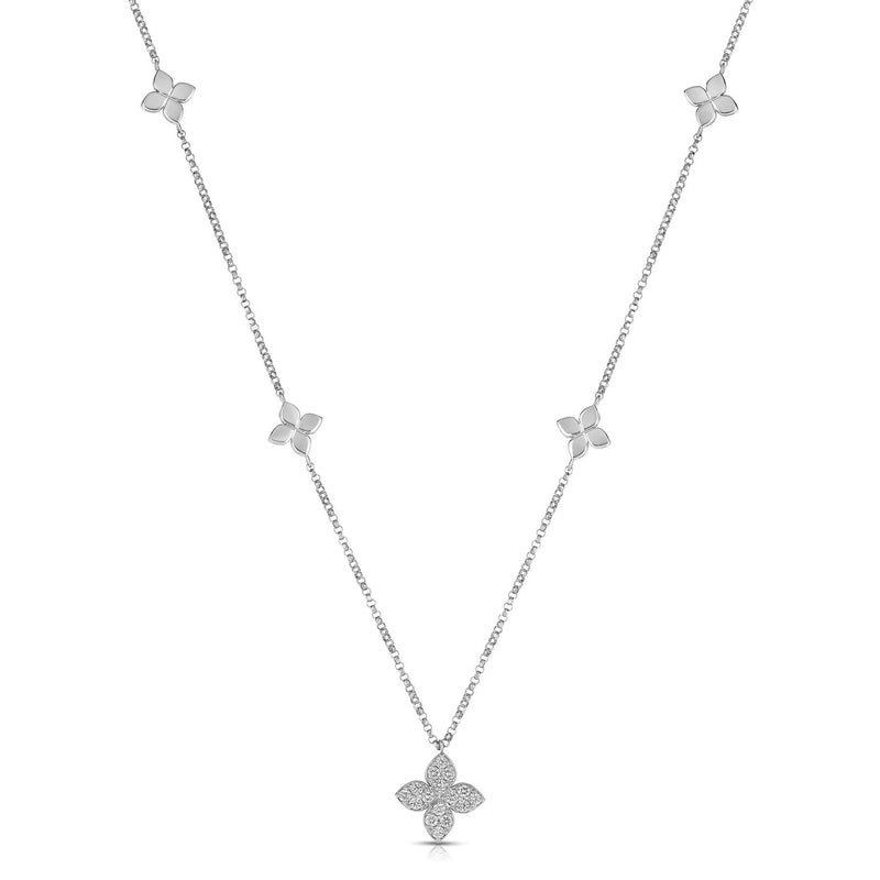 Love by the Inch Diamond & Polished Flower Station Necklace