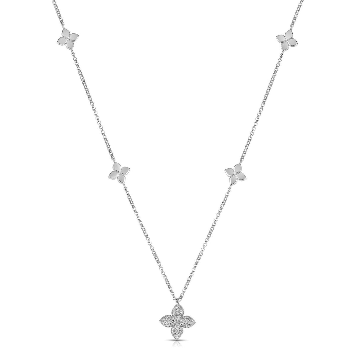 Love by the Inch Diamond & Polished Flower Station Necklace