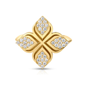 Arabesque Pavé Diamond Flower Ring