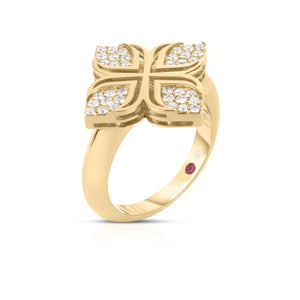 Arabesque Pavé Diamond Flower Ring