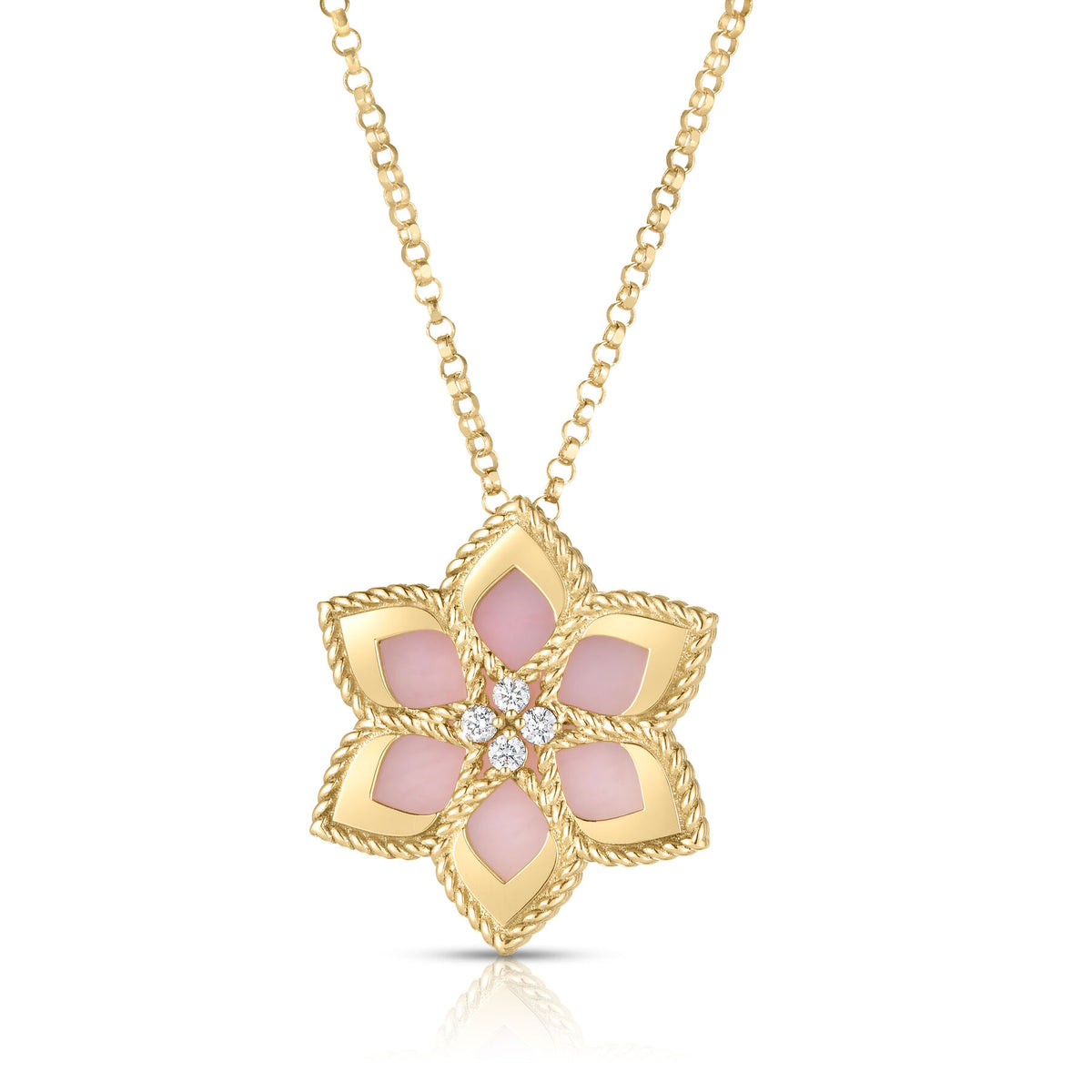 Vernazza Diamond & Pink Opal Flower Necklace