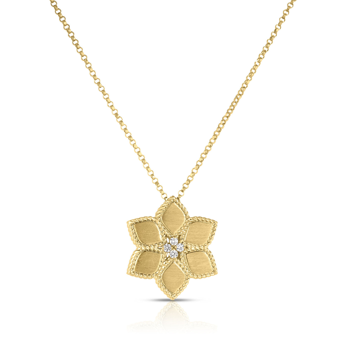 Vernazza Diamond & Satin Finish Flower Necklace