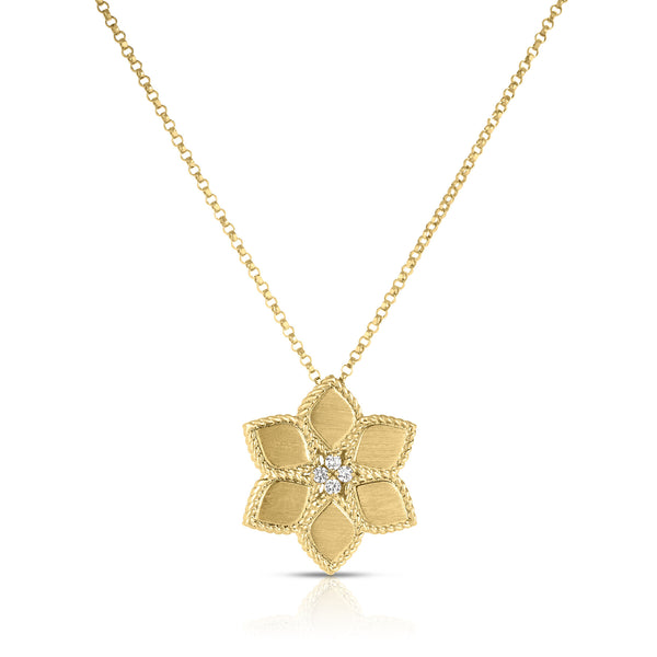 Vernazza Diamond & Satin Finish Flower Necklace