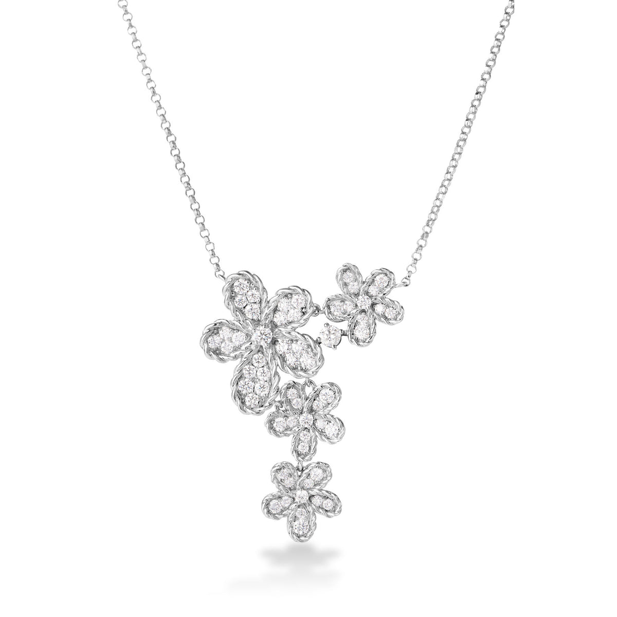 Jasmine Pave Diamond Multi-Flower Necklace