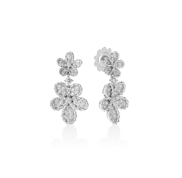 Diamond Flower Dangle Earrings