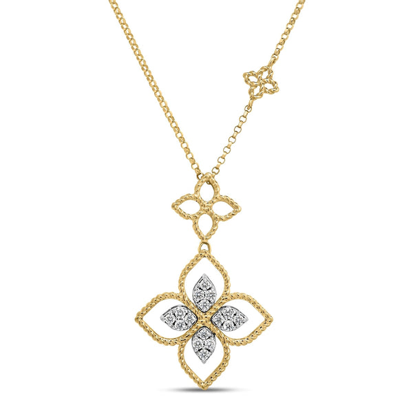 Princess Flower Diamond Drop Necklace | .15tw