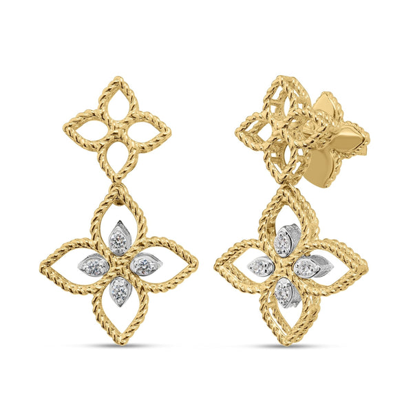 Princess Flower Diamond Drop Earrings | .07tw