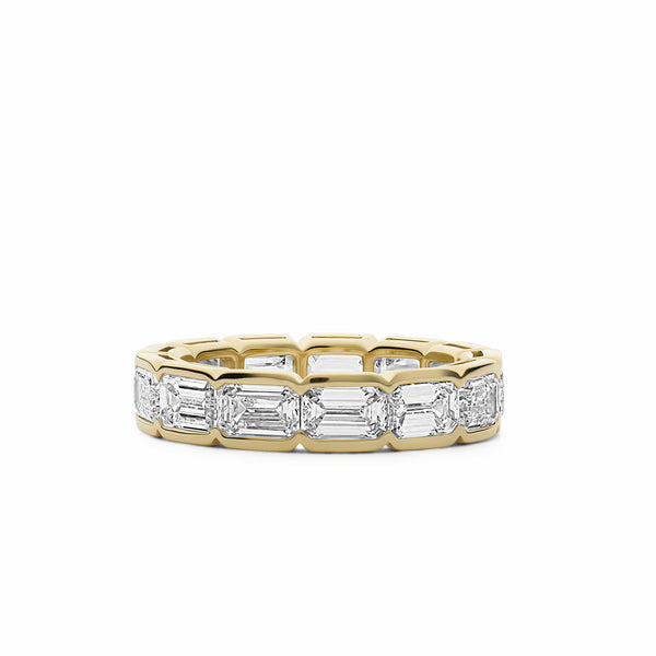 East West Bezel Set Emerald Cut Diamond Eternity Band | 3.91tw