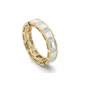 East West Bezel Set Emerald Cut Diamond Eternity Band | 3.91tw