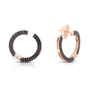 Black & White Diamond Circle Earrings