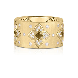 Diamond & Satin Finish Flower Ring