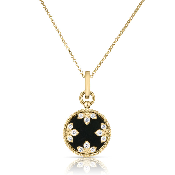 Venetian Princess Black Jade & Diamond Round Pendant | .29tw