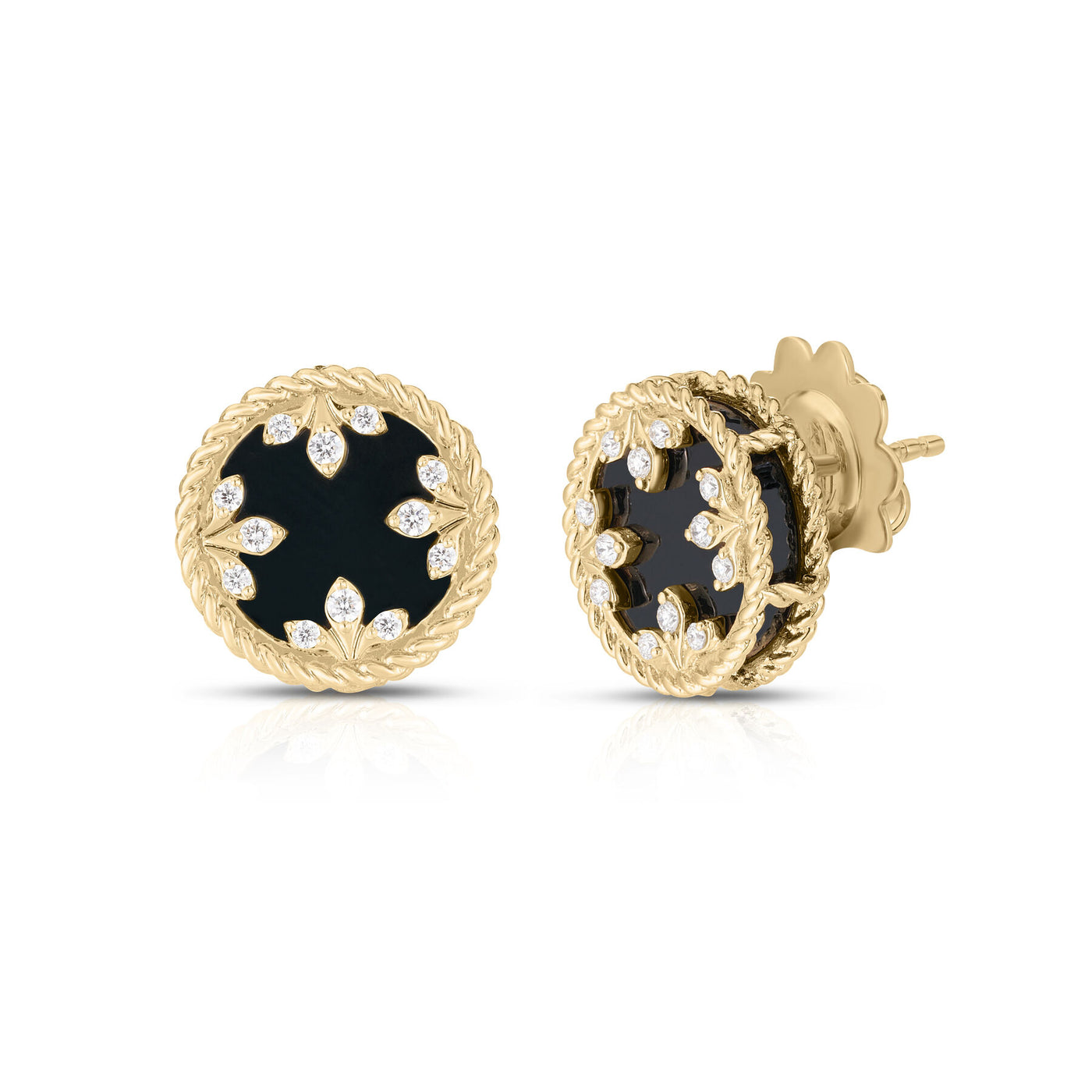 Small Diamond & Black Jade Stud Earrings