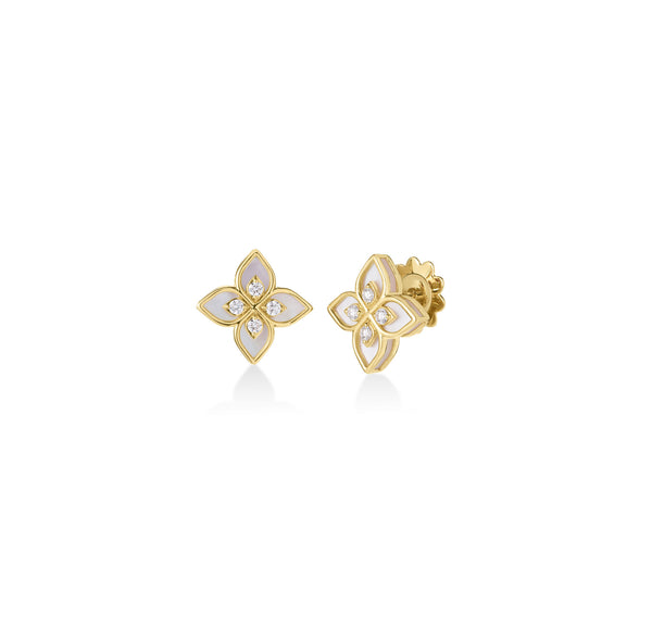 Venetian Princess Mother of Pearl & Diamond Stud Earrings