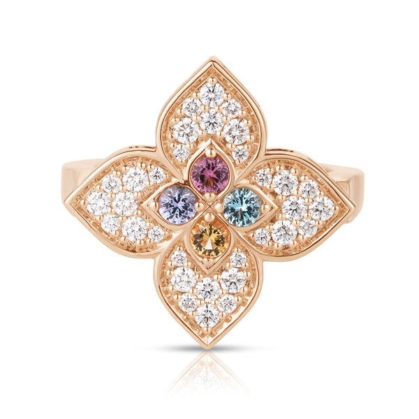 Diamond & Mixed Stones Large Flower Ring