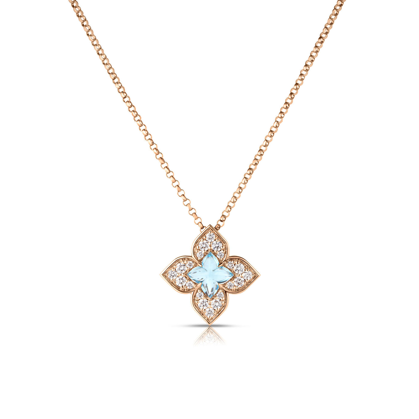 Diamond & Blue Topaz Small Flower Necklace