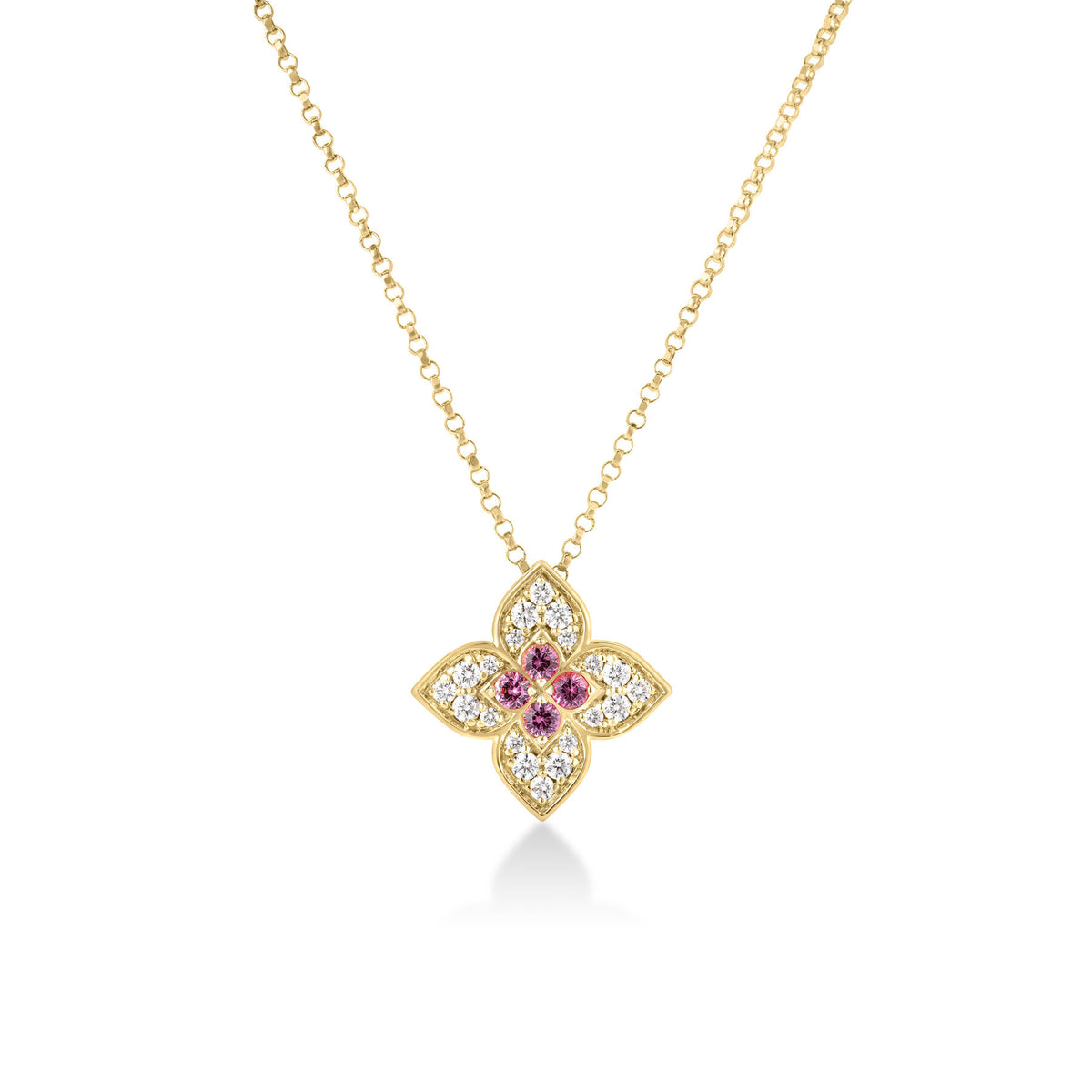 Diamond & Rubellite Medium Flower Necklace