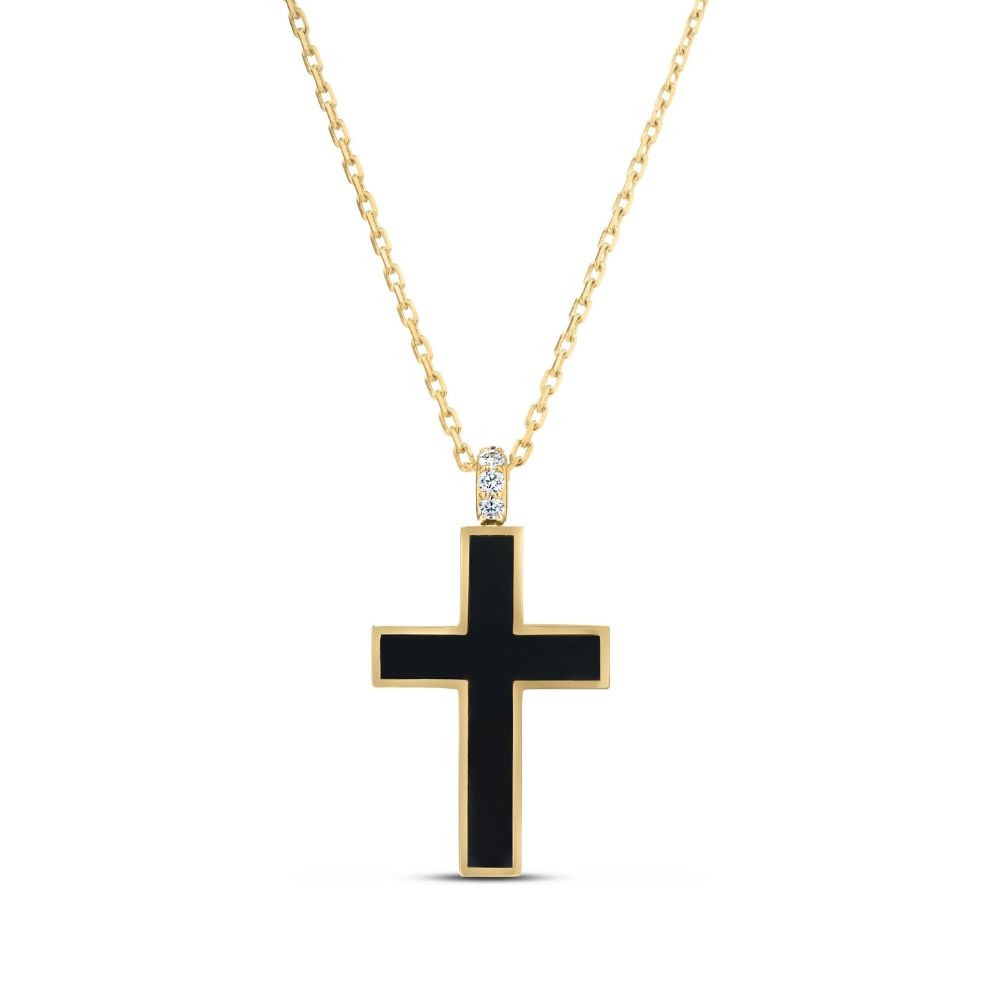 Black Enamel & Diamond Cross Pendant | .09tw