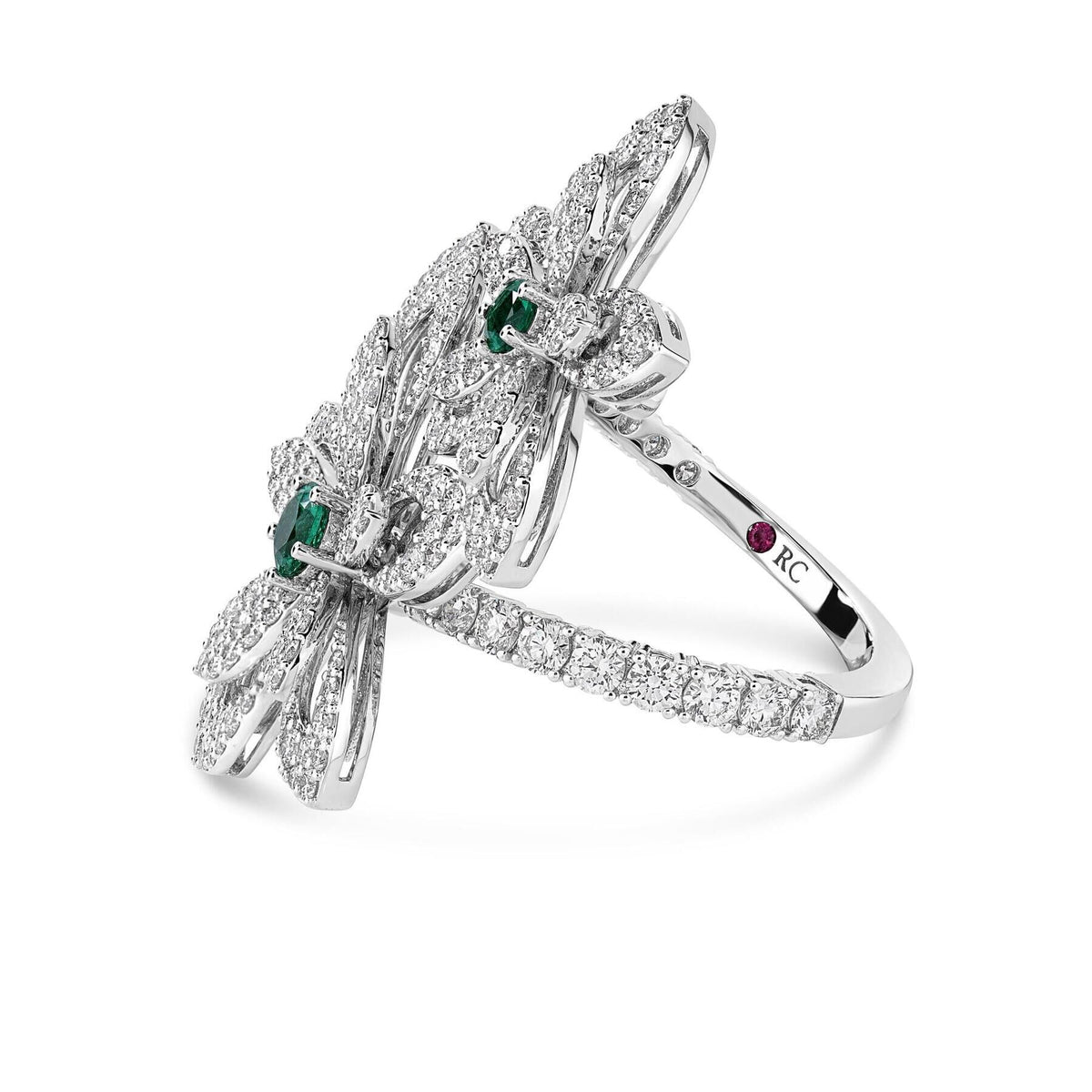 Emerald & Diamond Flower Ring