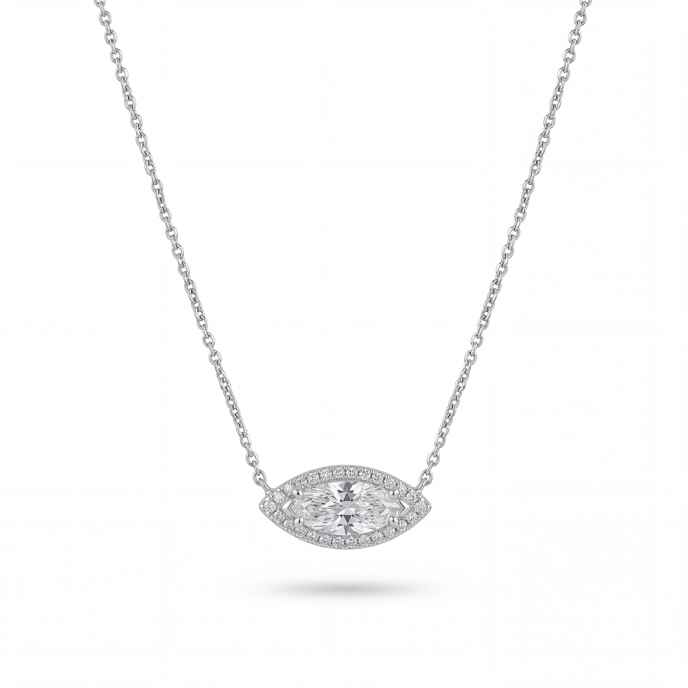 East-West Marquise Diamond Halo Pendant | 1.09tw