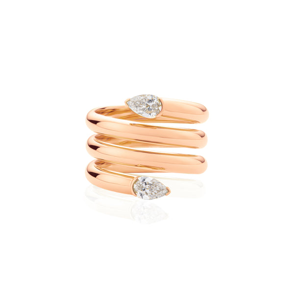 Pear Shape Diamond Ends Coil Ring