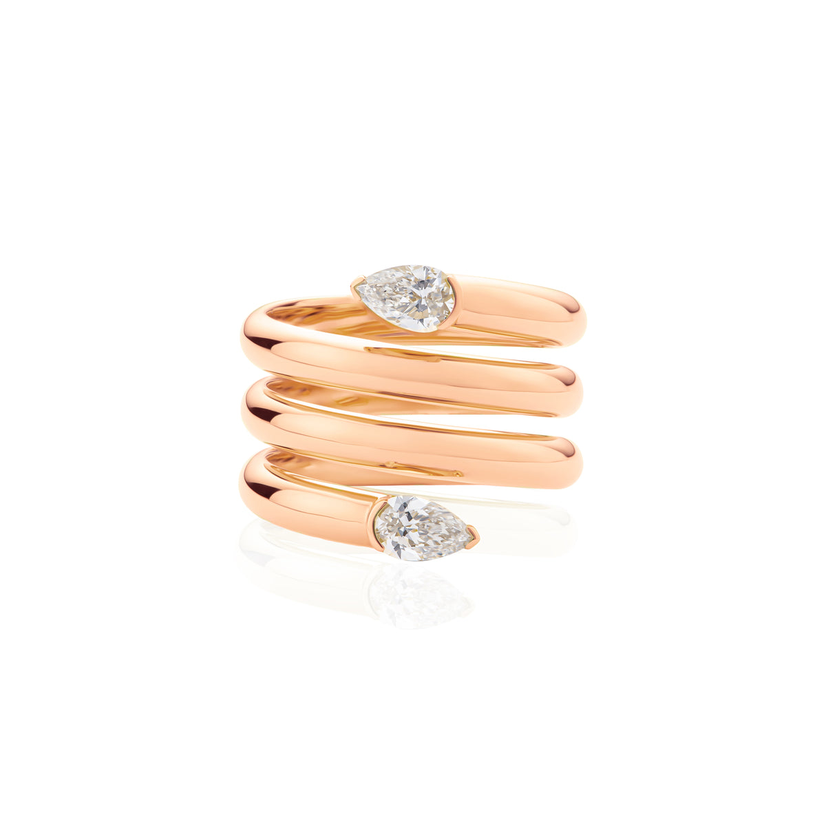 Pear Shape Diamond Ends Coil Ring