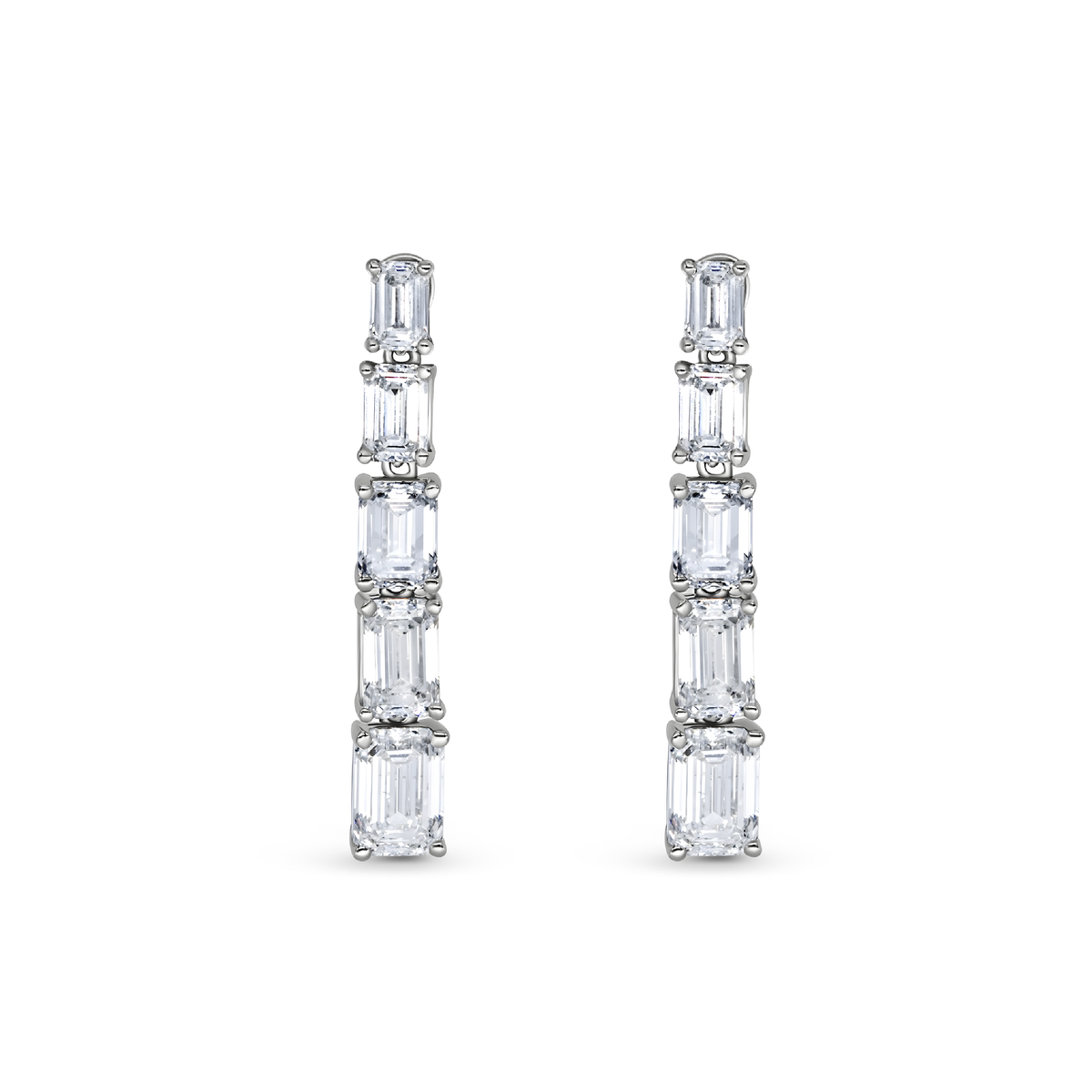 Emerald Cut Diamond Drop Earrings | 4.40tw
