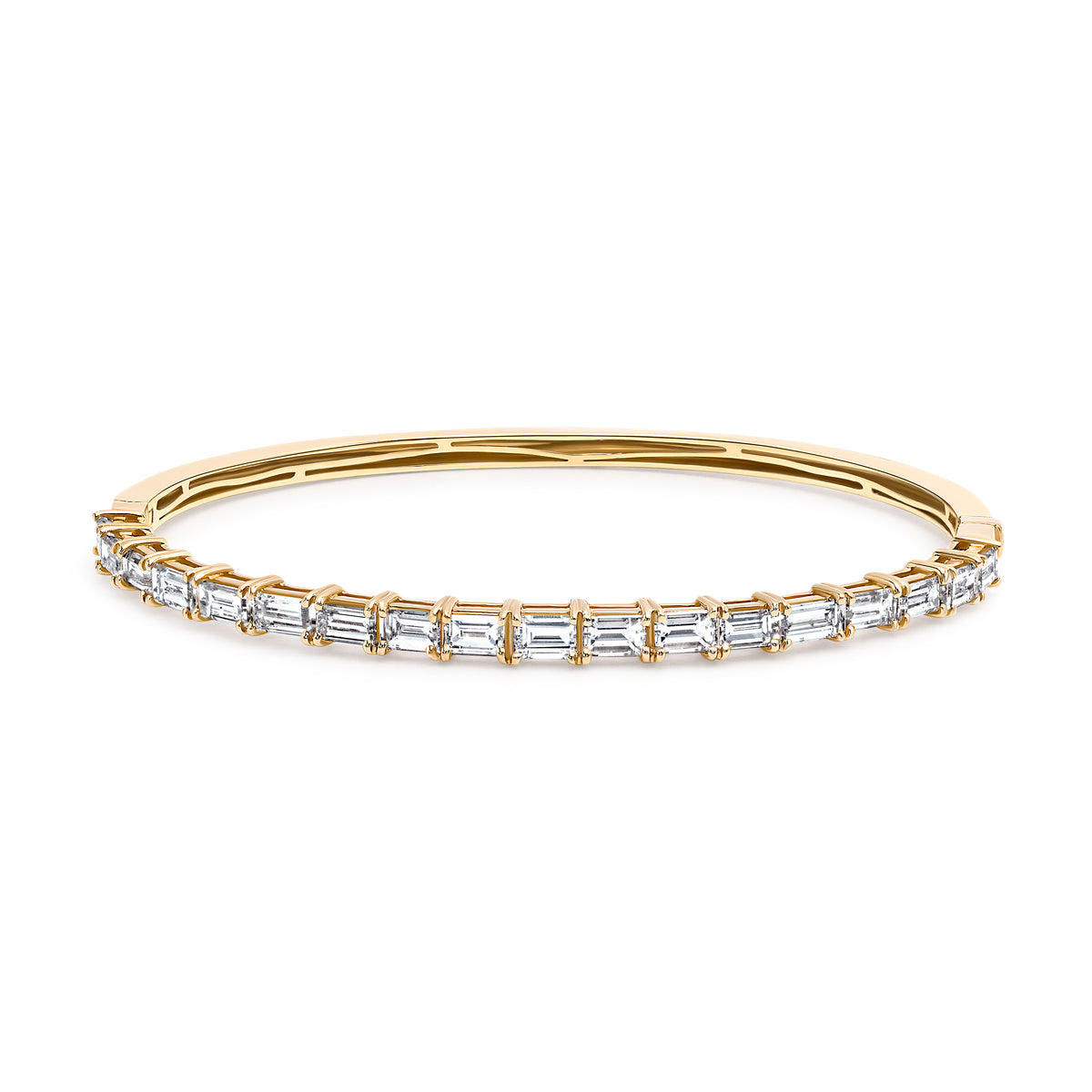 Prong Set Emerald Cut Diamond Bangle Bracelet