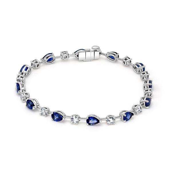 Blue Sapphire & Diamond Bar Bracelet