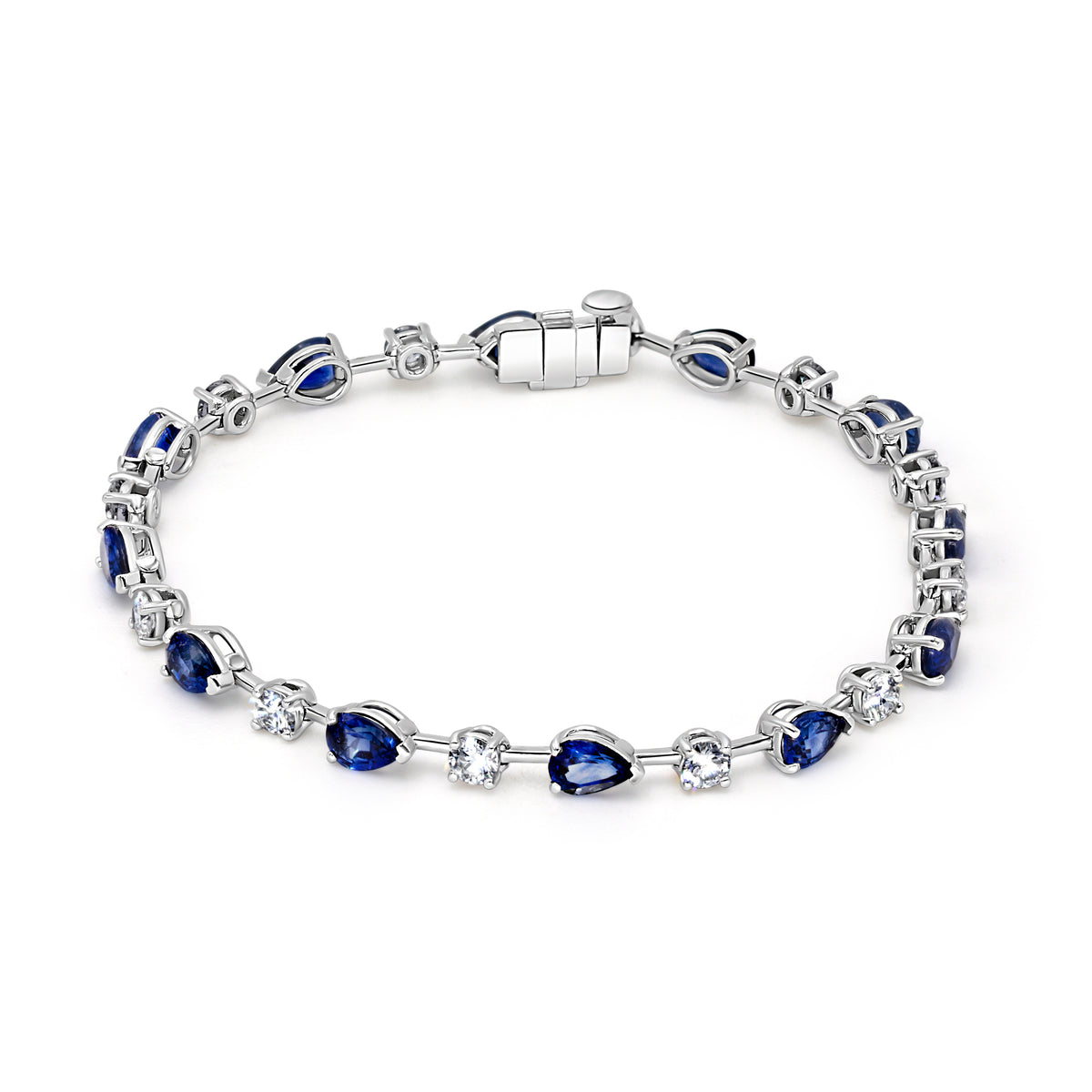 Blue Sapphire & Diamond Bar Bracelet