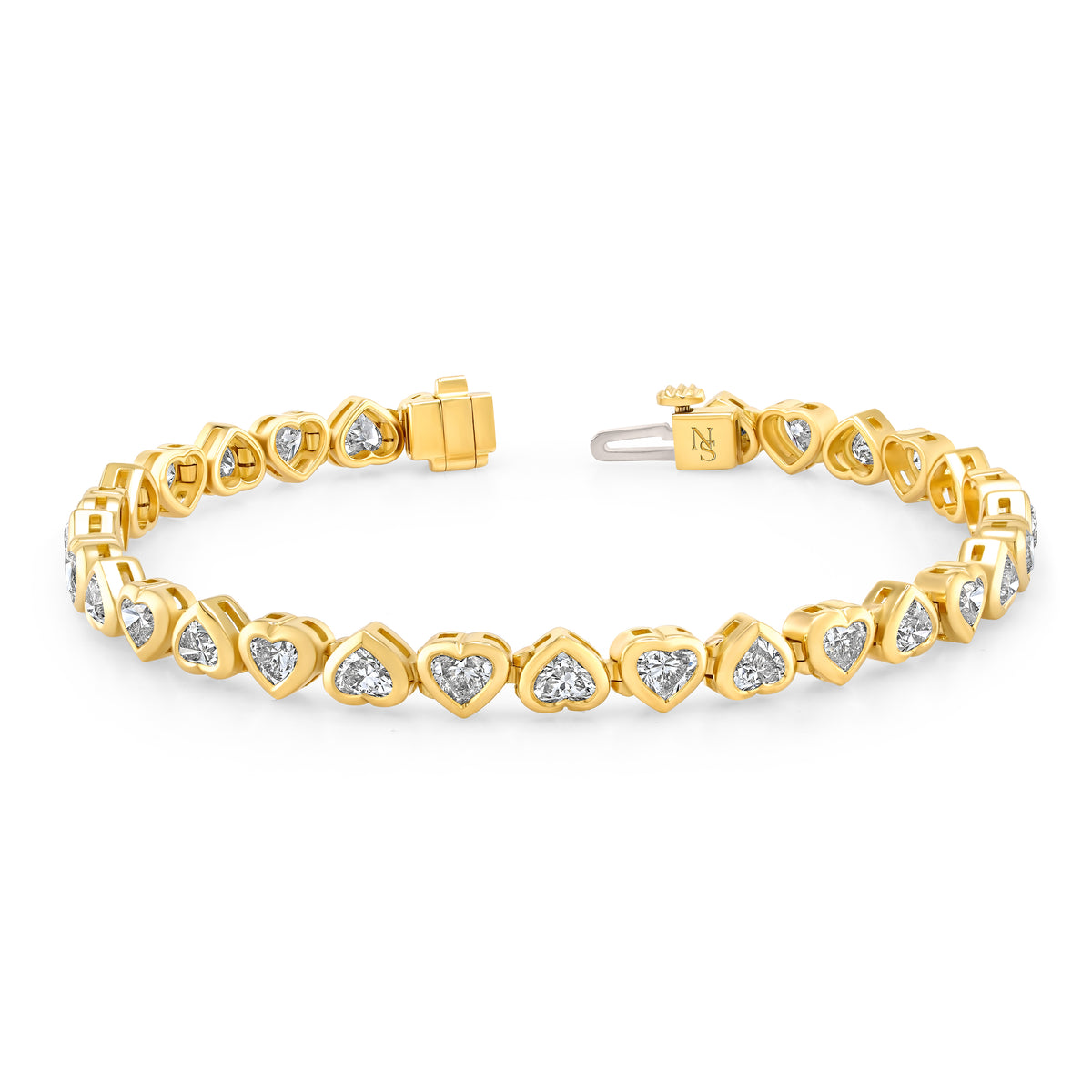 Heart Shape Bezel Set Diamond Tennis Bracelet | 7.48tw