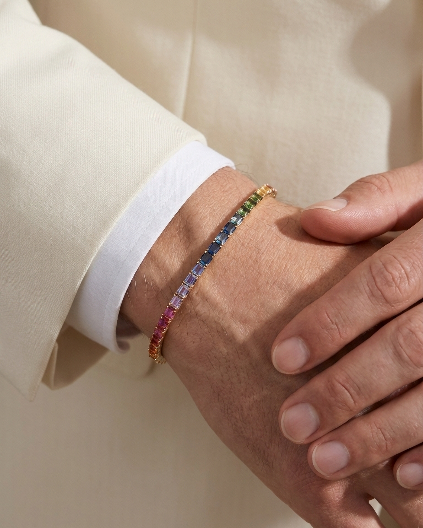 Rainbow Sapphire Stretch Bracelet
