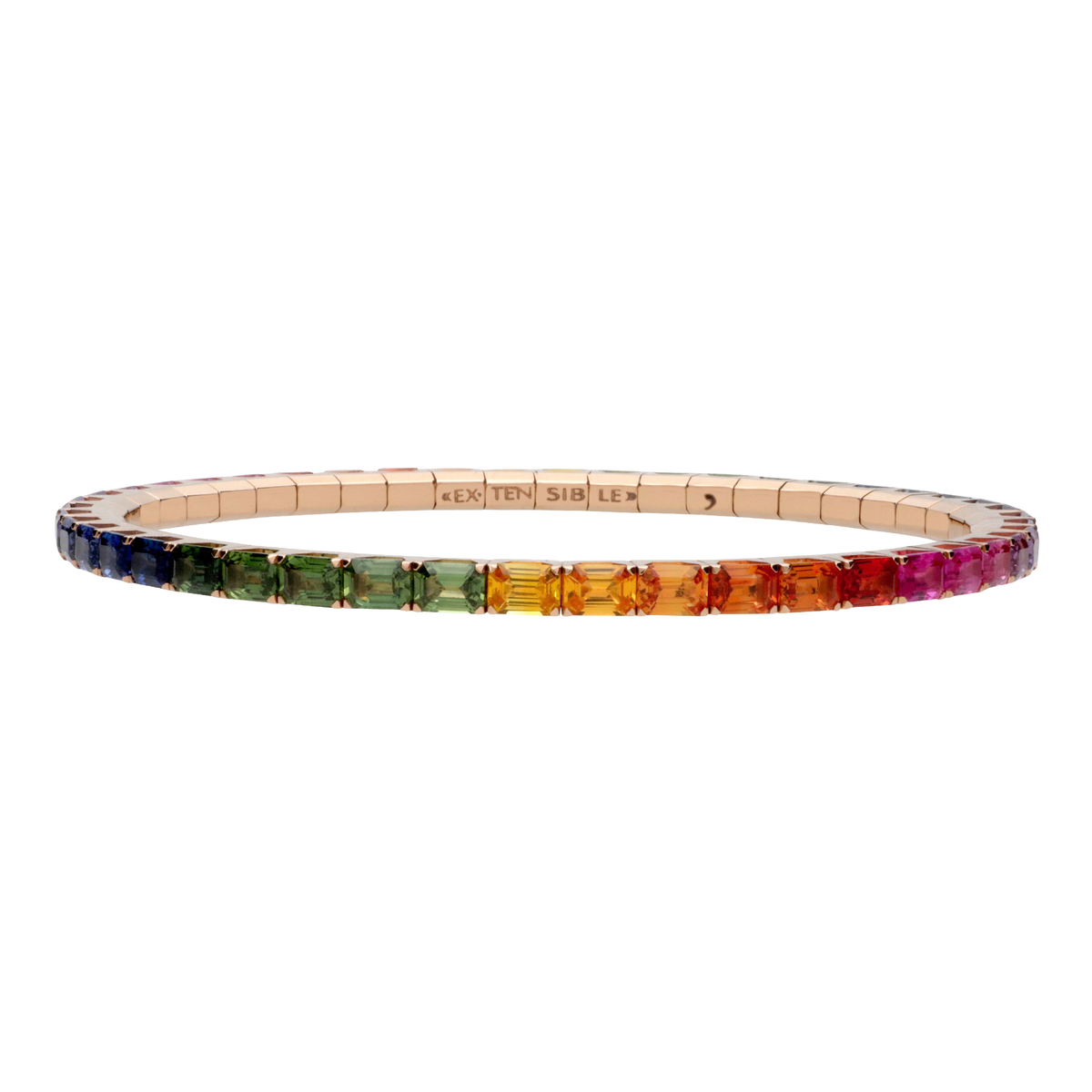 Emerald Cut Rainbow Sapphire Stretch Bracelet | 16.20tw