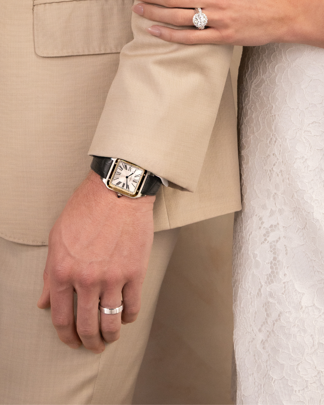Satin Center Wedding Band with Polished Edges