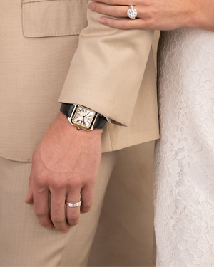 Satin Center Wedding Band with Polished Edges