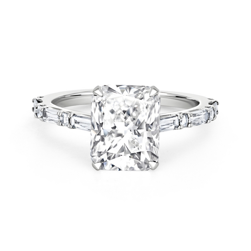 Radiant Cut Diamond Ring with Alara and Blaze Cut Band | 3.94tw