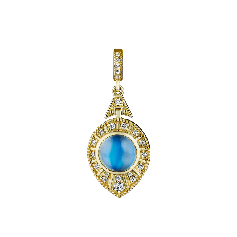 Moonstone & Diamond Teardrop Pendant