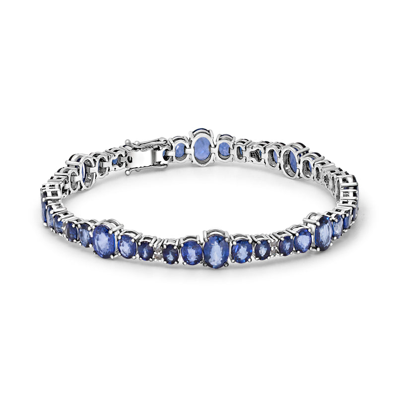 Oval Blue Sapphire & Diamond Bracelet
