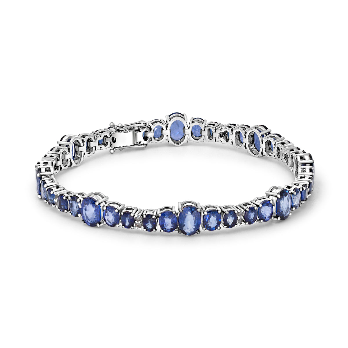 Oval Blue Sapphire & Diamond Bracelet