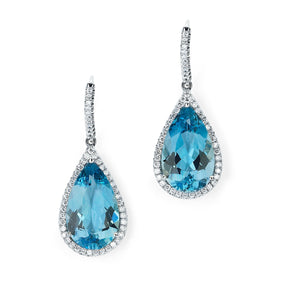 Pear Shape Aquamarine & Diamond Earrings