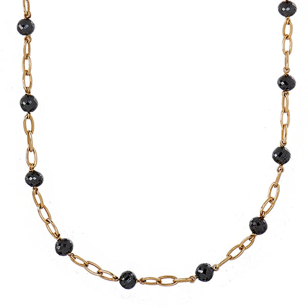 Link Necklace with Black Diamond Beads | 31.67tw