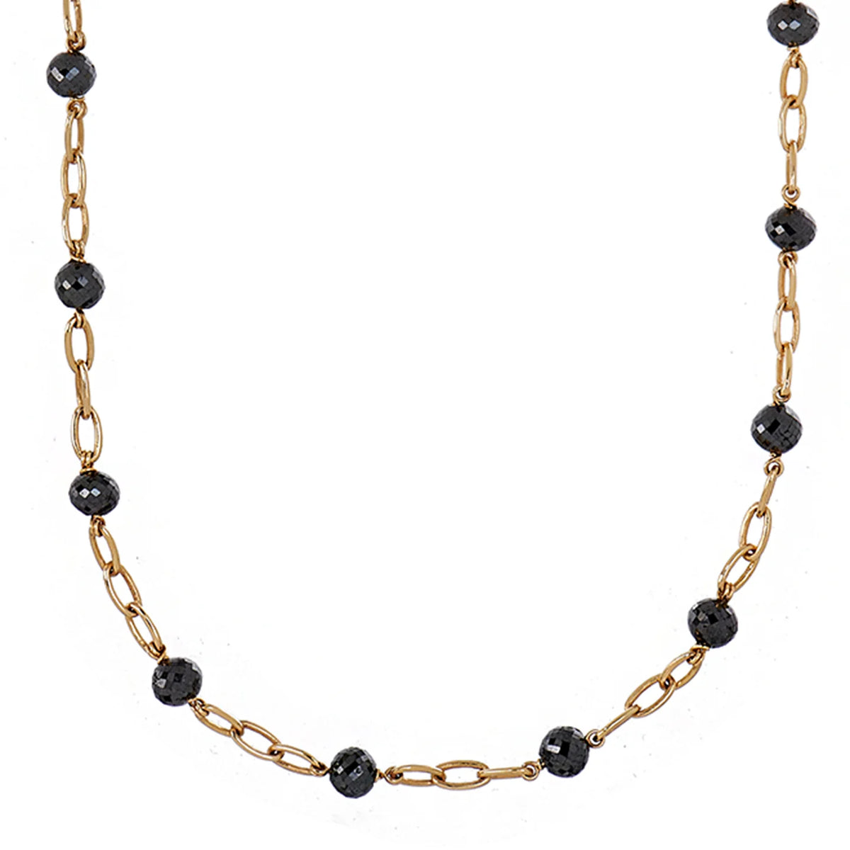 Link Necklace with Black Diamond Beads | 31.67tw