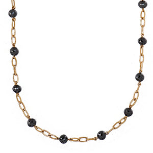 Link Necklace with Black Diamond Beads | 31.67tw