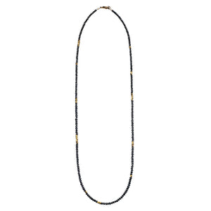 Gold & Black Diamond Alternating Bead Necklace