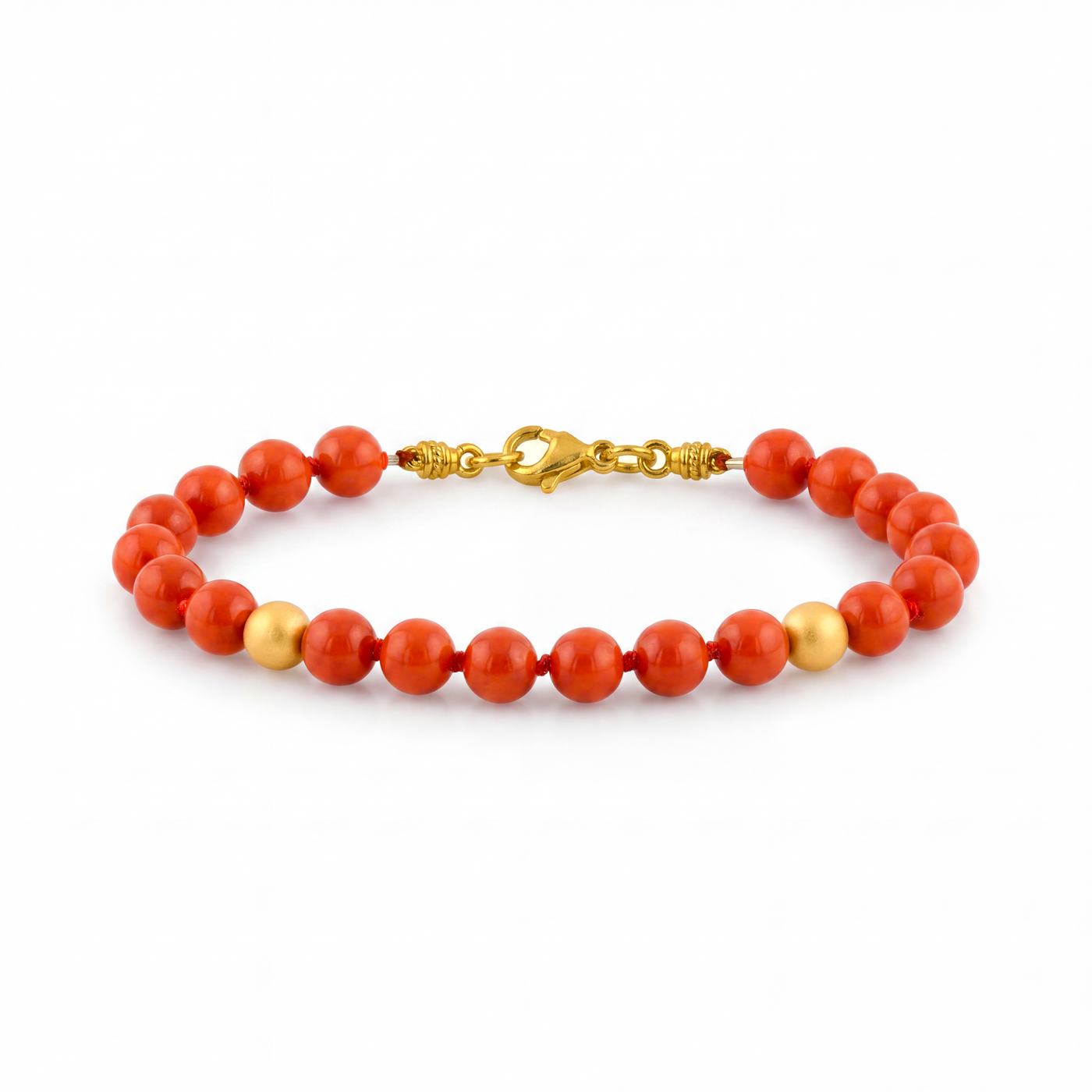 Coral and Gold Bead Bracelet