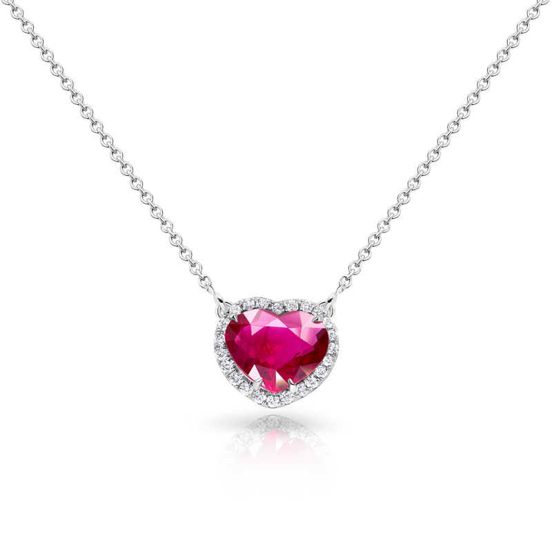 Ruby Pendant with Diamond Halo Pendant