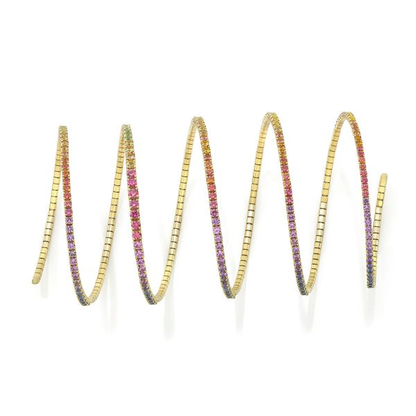 Five Row Rainbow Sapphire Coil Bracelet | 11.54tw