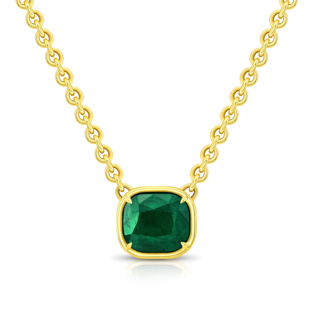 Illusion Bezel Cushion Emerald Pendant | 5.85ct