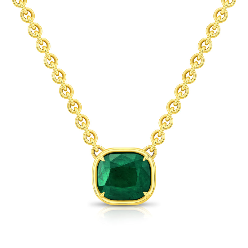 Illusion Bezel Cushion Emerald Pendant | 5.85ct